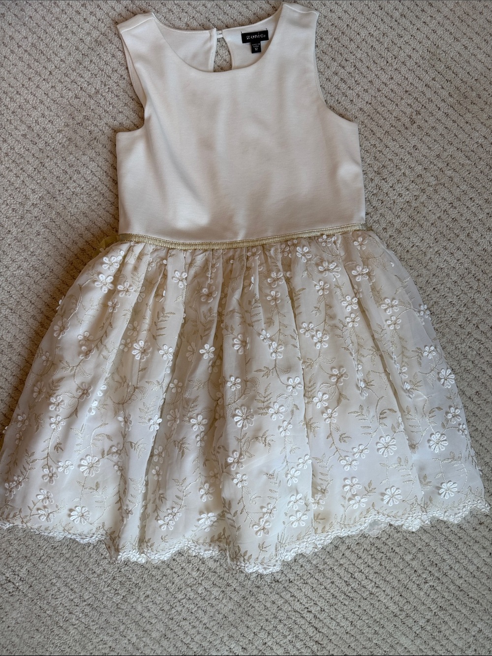 Zunie Cream and Gold Floral Lace Party Dress